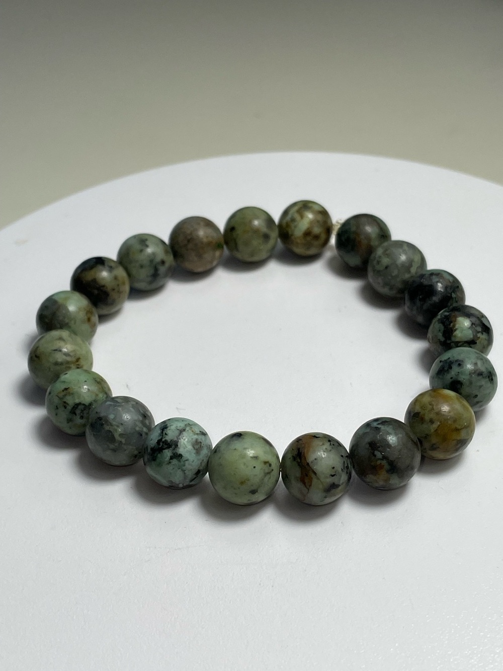 Genuine African Turquoise Jasper Gemstone Beaded Stretch Bracelet.